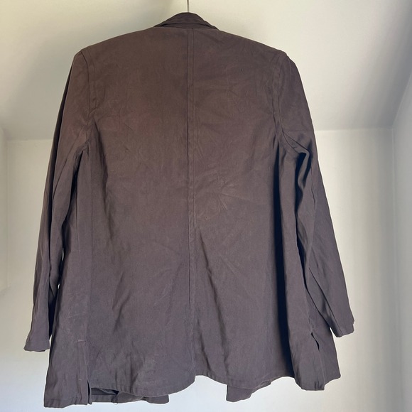 Vintage 90s Max Studio‎ Brown Button Down Jacket Dagger Collar Chic 70s Blazer - Picture 8 of 8